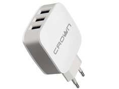 Зарядное устройство Crown CMWC-3053 3xUSB White-Grey