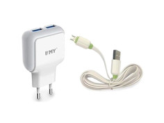 Зарядное устройство EMY MY-220 2xUSB - microUSB 2400mA White