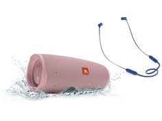 Колонка JBL Charge 4 Pink + наушники T110BT Blue