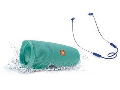 Колонка JBL Charge 4 Tyrquoise + наушники T110BT Blue