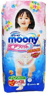 Подгузники Moony Big XL 12-22кг 38шт для девочек