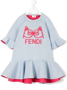 Fendi Kids платье с оборкой и фактурным принтом