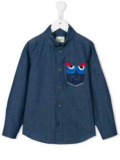 Fendi Kids рубашка Monster на пуговицах