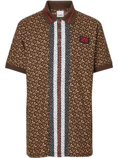 Burberry рубашка-поло с монограммой и принтом в полоску