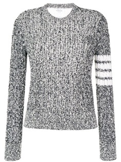Thom Browne пуловер с открытым швом и 4 полосками на рукаве