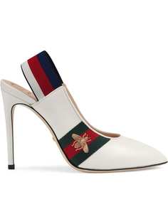 Gucci туфли-лодочки с ремешком на пятке и полоской web