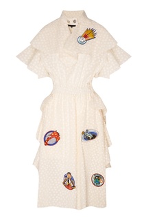 Платье с оборками и аппликациями Katya Dobryakova