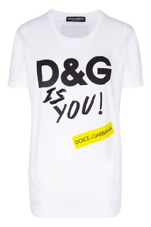Удлиненная футболка с логотипом и надписью Dolce&Gabbana