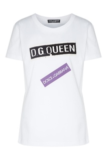 Футболка с черным и фиолетовым логотипами Dolce&Gabbana