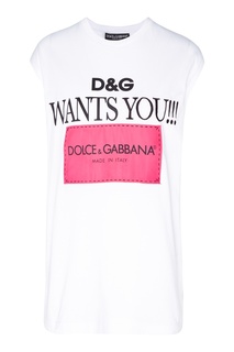 Майка с черно-розовым логотипом Dolce&Gabbana