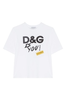 Белая футболка с контрастной надписью Dolce&Gabbana Children