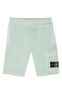 Зеленые хлопковые шорты Stone Island Kids
