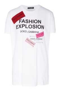 Удлиненная футболка с логотипами Dolce&Gabbana