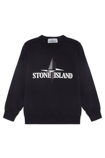 Черный свитшот с принтом Stone Island Kids