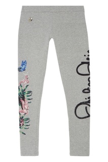 Серые леггинсы с отделкой Philipp Plein Kids