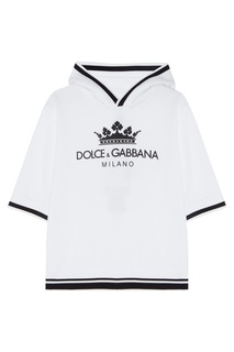 Белое худи с контрастной отделкой Dolce&Gabbana Children