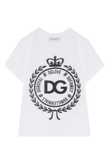 Белая футболка с контрастным принтом Dolce&Gabbana Children