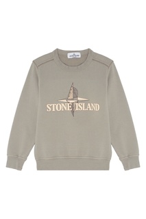 Серый свитшот с принтом Stone Island Kids