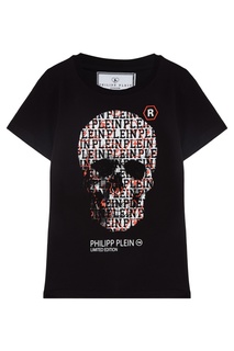 Черная футболка с черепом Philipp Plein Kids