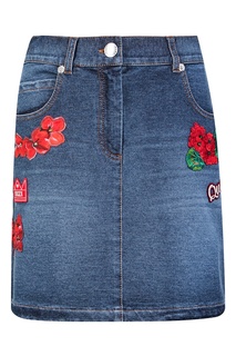 Джинсовая юбка с нашивками Dolce&Gabbana Children