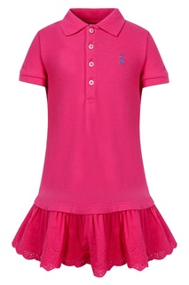 Розовое платье с оборкой Polo Ralph Lauren Kids