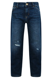 Темно-синие джинсы с аппликацией Dolce&Gabbana Children