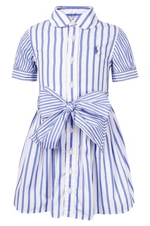 Платье в бело-голубую полоску Polo Ralph Lauren Kids