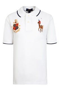 Белое поло с вышивкой Polo Ralph Lauren Kids