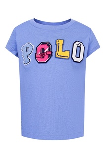 Голубая футболка с надписью Polo Ralph Lauren Kids