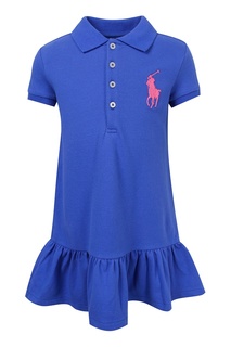 Синее платье с оборкой Polo Ralph Lauren Kids