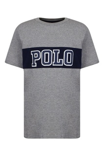 Серая футболка с надписью Polo Ralph Lauren Kids