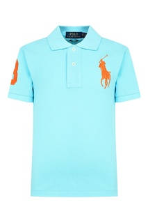 Голубое поло с вышивкой Polo Ralph Lauren Kids