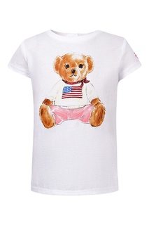 Белая футболка с медведем Ralph Lauren Kids