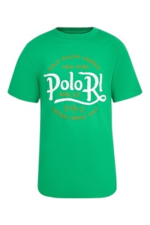 Зеленая футболка с логотипом Polo Ralph Lauren Kids