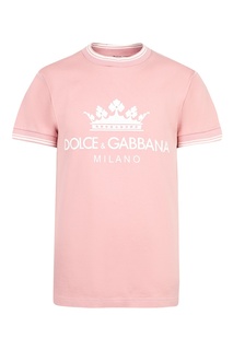 Розовая футболка с логотипом Dolce&Gabbana Children