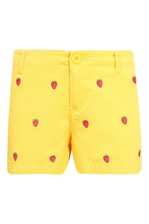 Короткие желтые шорты с вышивкой Polo Ralph Lauren Kids