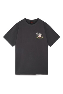 Черная футболка с надписью и принтом Deus