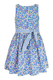 Голубое платье с цветочным принтом Polo Ralph Lauren Kids