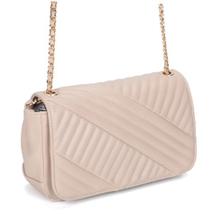 Бежевая сумка через плечо с декоративной прошивкой Respect