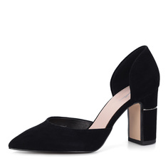 Черные велюровые туфли на декоративном каблуке Corso Como