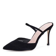 Туфли Черные велюровые туфли без пятки с ремешком Corso Como