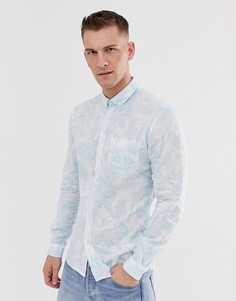 Рубашка классического кроя с короткими рукавами и лиственным принтом Celio - Синий