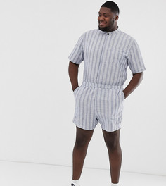 Комбинезон-шорты в полоску из ткани сирсакер ASOS DESIGN Plus - Синий
