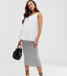 Трикотажная удлиненная юбка-карандаш ASOS DESIGN Maternity - Серый