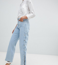 Светлые джинсы с широкими штанинами и кнопками River Island - Синий