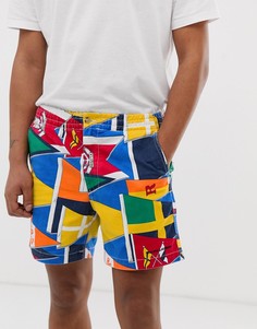 Разноцветные шорты чиносы с затягивающимся шнурком и принтом флага Polo Ralph Lauren - Prepster - Мульти
