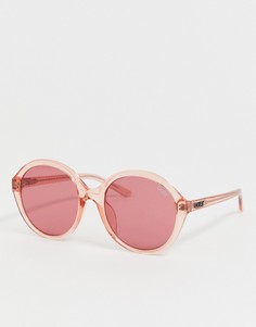 Розовые круглые солнцезащитные очки Quay Australia x Benefit love - Розовый