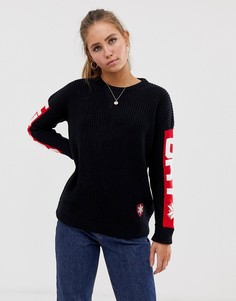 Вязаный джемпер с крупным логотипом Superdry - Темно-синий