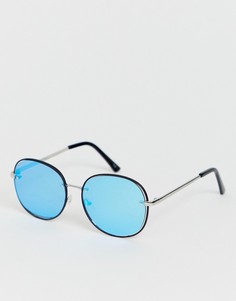 Круглые солнцезащитные очки с синими стеклами Jeepers Peepers - Серебряный