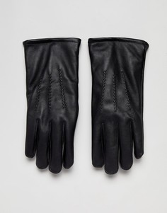 Классические черные кожаные перчатки French Connection - Черный